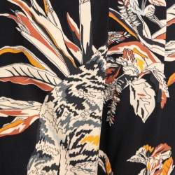 Pre Owned Stella McCartney Multicolor Printed Crepe Rib Knit Trimmed Joey Trousers L