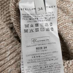 Pre Owned Stella McCartney Beige Knit Linen Paneled Cut-Out Detail Jumper XXS