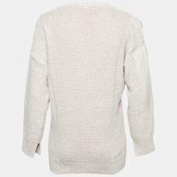 Pre Owned Stella McCartney Beige Knit Linen Paneled Cut-Out Detail Jumper XXS