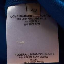 Pre Owned Stella McCartney Blue Wool Silk Mid-Length Blazer M