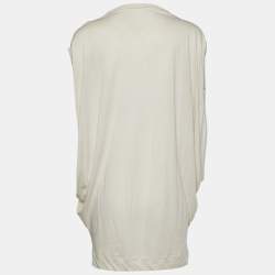 Pre Owned Stella McCartney Ivory Zebra Print Cotton Round Neck Top S