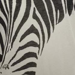 Pre Owned Stella McCartney Ivory Zebra Print Cotton Round Neck Top S