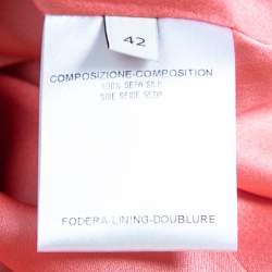 Pre Owned Stella McCartney Coral Pink Silk Satin Bow Detail Pleated Dress M