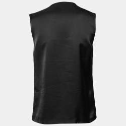Pre Owned Stella McCartney Black Silk Ruffle Front Sleeveless Top M