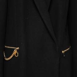Pre Owned Stella McCartney Black Wool Chain Embellished Coat L