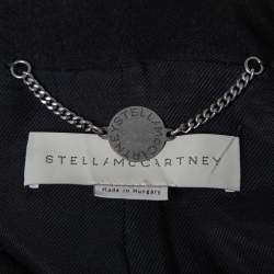 Pre Owned Stella McCartney Black Wool Fringe Trim Pockets Long Coat L