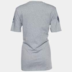 Pre Owned Stella McCartney Grey Shark Print Melange Cotton Crew Neck T-Shirt M