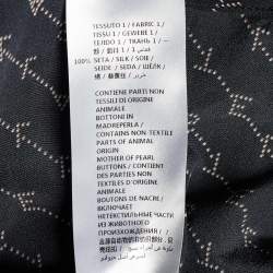 Pre Owned Stella McCartney Navy Blue Striped Monogram Print Silk Odette Shirt M