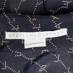 Pre Owned Stella McCartney Navy Blue Striped Monogram Print Silk Odette Shirt M