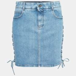 Pre Owned Stella McCartney Light Blue Lace Up Detail Denim Skirt S