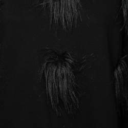Pre Owned Stella McCartney Black Faux Fur Detail Cotton Sweatshirt M