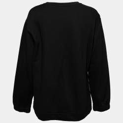 Pre Owned Stella McCartney Black Faux Fur Detail Cotton Sweatshirt M
