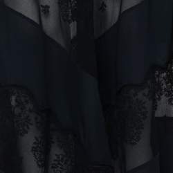 Pre Owned Stella McCartney Midnight Blue Silk & Lace Paneled Long Skirt S