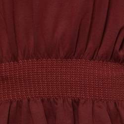 Pre Owned Stella McCartney Burgundy Cotton Knit Smocked Detail Sweatshirt M