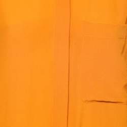 Pre Owned Stella McCartney Orange Silk Gathered Detail Button Front Blouse S