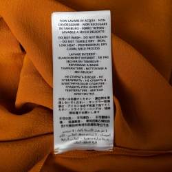 Pre Owned Stella McCartney Orange Silk Gathered Detail Button Front Blouse S
