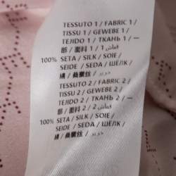 Pre Owned Stella McCartney Pink Logo Print Silk Asymmetric Tiered Top S