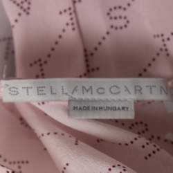 Pre Owned Stella McCartney Pink Logo Print Silk Asymmetric Tiered Top S