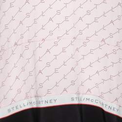 Pre Owned Stella McCartney Pink Logo Print Silk Asymmetric Tiered Top S
