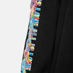 Pre Owned Stella McCartney Black Cotton Fringe Embroidered Oversized Hoodie S