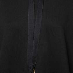 Pre Owned Stella McCartney Black Cotton Fringe Embroidered Oversized Hoodie S