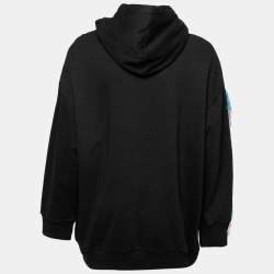 Pre Owned Stella McCartney Black Cotton Fringe Embroidered Oversized Hoodie S