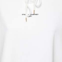 Pre Owned Stella McCartney White Logo Printed Cotton Cropped Hoodie M