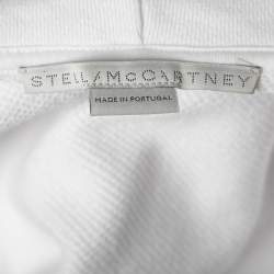 Pre Owned Stella McCartney White Logo Printed Cotton Cropped Hoodie M