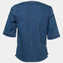 Pre Owned Stella McCartney Blue Horse Printed  Short Sleeve Top S 