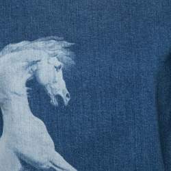 Pre Owned Stella McCartney Blue Horse Printed  Short Sleeve Top S 