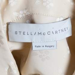Stella McCartney Light Beige Floral Crepe De Chine Wrap Detail Shirt Dress M