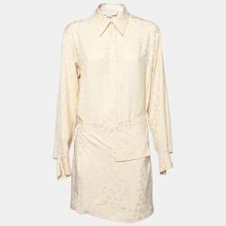 Stella McCartney Light Beige Floral Crepe De Chine Wrap Detail Shirt Dress M