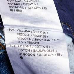 Pre Owned Stella McCartney Navy Blue Wild Cat Embroidered Tapered Jeans M