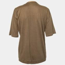 Pre Owned Stella McCartney Olive Green Linen Zip-Detail Top S