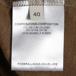 Pre Owned Stella McCartney Olive Green Linen Zip-Detail Top S