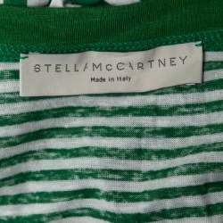 Stella McCartney Green Striped Linen Blend Knit Oversized Belted Mini Dress M
