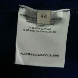 Pre Owned Stella McCartney Blue Wool-Crepe Belted Midi Skirt M