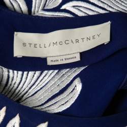 Pre Owned Stella McCartney Blue Embroidered Crepe Long Sleeve Top M