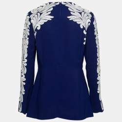 Pre Owned Stella McCartney Blue Embroidered Crepe Long Sleeve Top M