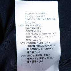 Pre Owned Stella McCartney Navy Blue Cotton & Linen Zip-Front Jacket M
