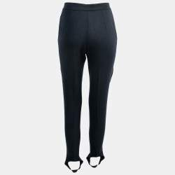 Pre Owned Stella McCartney Navy Blue Striped Wool Ruffle Zip Detail Trousers S