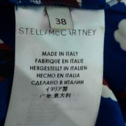 Pre Owned Stella McCartney Navy Blue Silk & Textured Cutout Asymmetric Midi Dress S