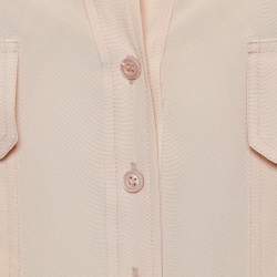 Pre Owned Stella McCartney Pale Pink Silk Crepe Contrast Collar Detail Top M