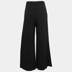 Stella McCartney Black Stretch-Crepe Wide Leg Trousers S