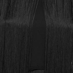 Pre Owned Stella McCartney Black Crepe Fringed Midi Dress XS
