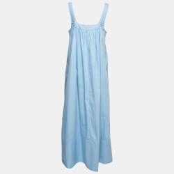 Pre Owned Stella McCartney Blue Cotton Floral Embroidered Sleeveless Dress M