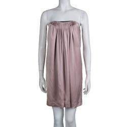 Stella McCartney Pale Pink Silk Pleated Strapless Dress S