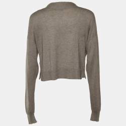 Pre Owned Stella McCartney Grey Knit Button Front Cropped Cardigan XS