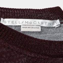 Pre Owned Stella McCartney Grey & Burgundy Paneled Wool Jumper S
