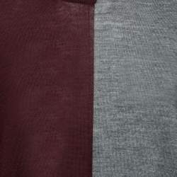 Pre Owned Stella McCartney Grey & Burgundy Paneled Wool Jumper S